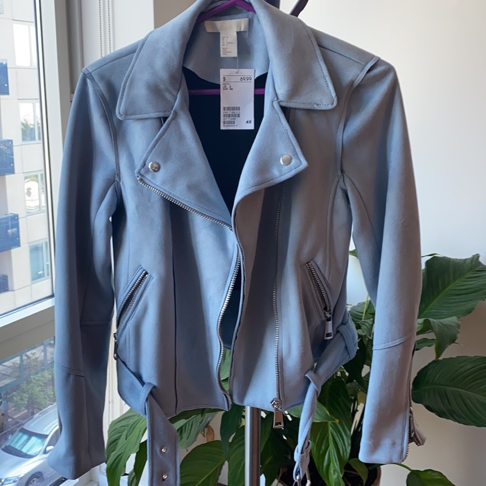 NWT H&M Powder Blue Biker Style Jacket
